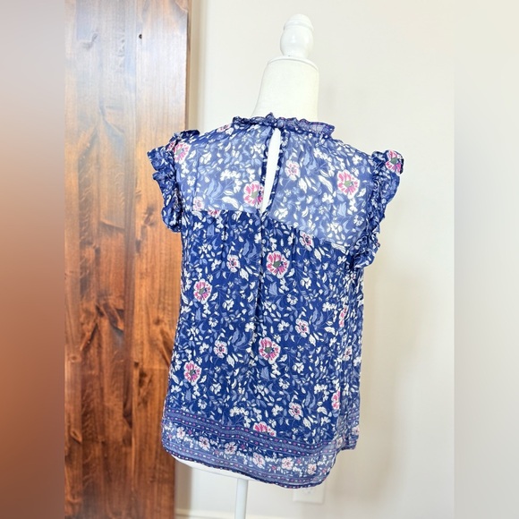 Vineyard Vines floral Ruffled Sleeveless Top size Medium silk - Picture 5 of 7